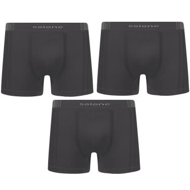 Imagem de Kit 3 Cuecas Boxer Selene Sem Costura Masculino - Chumbo
