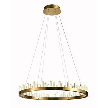 Imagem de PENDENTE ROCA DOURADO E TRANSPARENTE (D)80CM (C)0CM (L)0CM (A)11CM 1X36W 3000K 2160LM LED