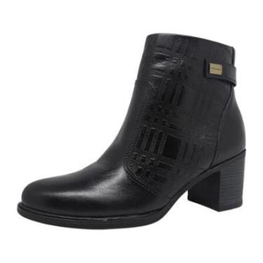Imagem de Bota Cano Baixo Feminino Couro Elegante Conforto Pegada-Feminino