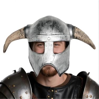 Imagem de LarpGears Capacete de borracha viking, chapéu de fantasia viking com chifres clássicos para fantasia de Halloween, acessórios de cabeça e adereços de fantasia de cosplay