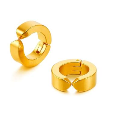 Imagem de Brinco Argola Pressão Banhado A Ouro Moderno Unissex