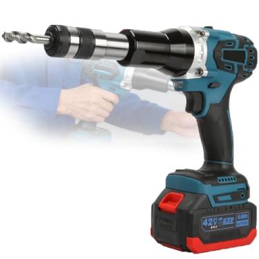 Imagem de MáQuina De Rosquear EléTrica Com 7 Mandris De Rosqueamento, Chave De Ajuste E 2 Baterias, Adequada Para ResidêNcias E Canteiros De Obras, FaçA Você Mesmo