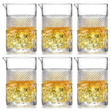 Imagem de Pacote com 6 copos de mistura para coquetéis - 595 g sem chumbo soprado à mão com kit de barman profissional - para Martini, Manhattan, antiquado - Presente premium de bar doméstico para aniversário