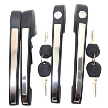 Imagem de Kit 4 Maçanetas Externas com Friso Cromado, Dianteiras e Traseiras, Compatível com Santana e Quantum até 1990, Preto