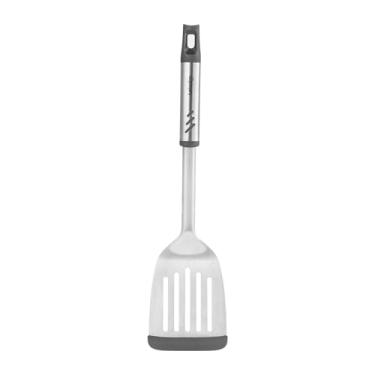 Imagem de Lebabo Espátula de silicone - Espátula de peixe com fenda para panelas antiaderentes - Flipper de panqueca de aço inoxidável perfeita para bife, hambúrguer, pizza, ovo - aderência confortável - pode