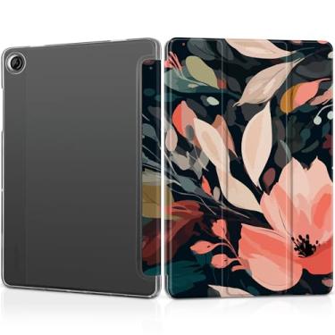 Imagem de DONGKE Capa para Samsung Galaxy Tab A9+/A9 Plus 27.9 cm 2023 (SM-X210/X216/X218), suporte fino, capa traseira translúcida, capa inteligente, despertar/hibernar automaticamente - flores pintadas