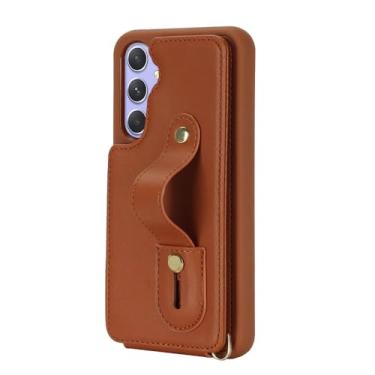 Imagem de Capa de celular transversal para Samsung Galaxy S25 Edge S24 Ultra S23 Plus S22, porta-cartões de couro, alça de pulso macia, marrom, para Galaxy S24 Ultra