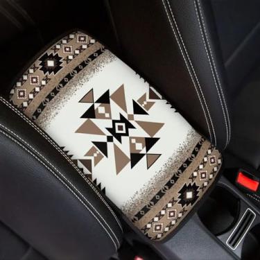 Imagem de FUIBENG Capa de almofada de apoio de braço para console central de carro macio protetor de caixa de assento de carro protetor de acessórios interiores de carro decoração de acessórios do sudoeste