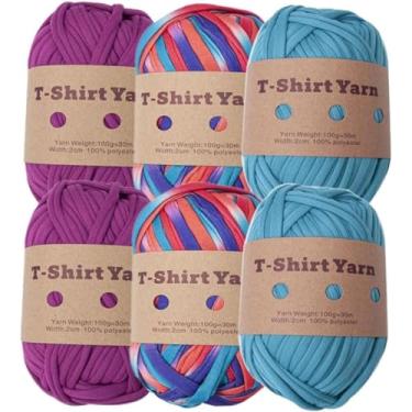 Imagem de 6 Pcs T-shirt Tecido Elástico Fio De Crochê Fio De Camiseta Grosso Para Diy Bolsa Cobertor Almofada Projetos De Crochê, Style C