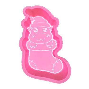 Imagem de (Design opcional 300) MUBYOK M541 Natal hipopótamo meia molde freshie de silicone para assar contas aromáticas suprimentos de carro Freshie