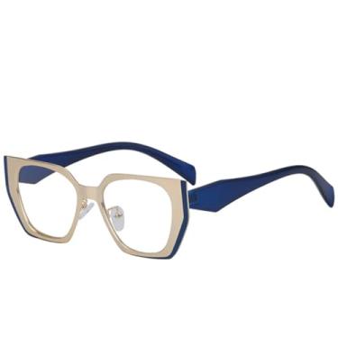 Imagem de Óculos de sol estilo olho de gato, popular, luxuoso, retrô, armação grande, masculino, para atividades ao ar livre, viagem, proteção solar, UV400 (azul transparente)