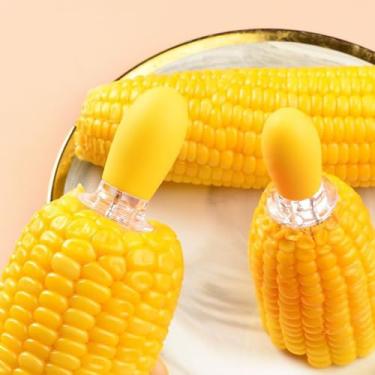 Imagem de Garfos de talheres, suportes de milho, pacote com 2, espetos de milho, amarelos, podem ser usados para frutas e milho.