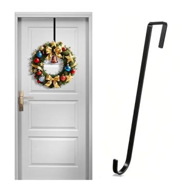 Imagem de Cabides de guirlanda para porta da frente, suporte de gancho de guirlanda de 30 cm, ganchos sobre a porta, ganchos de guirlanda de metal para decoração de Halloween Natal decoração de varanda (preto