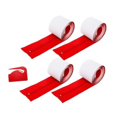 Imagem de UGPLM Kit de zíper de porta instantâneo de 4 rolos, proteção eficiente contra poeira, zíperes de barreira de instalação simples de 3 polegadas de largura, Vermelho