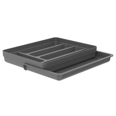 Imagem de Organizador de Gaveta com Extensor Porta Talheres Separador de Talher Gaveteiro Cozinha Ou 36cm x 28cm cinza