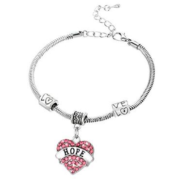 Imagem de Pulseira Hope para mulheres e homens, pingente de coração de cristal, colar inspirador, presente para ela, One Size, Aço inoxidável, Sem Pedra Preciosa