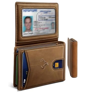 Imagem de Carteira masculina, carteira de couro fina, bolso frontal, porta-cartões, presente para homens, 11 compartimentos, bloqueio de RFID, Tijolo vermelho 7327, Minimalista