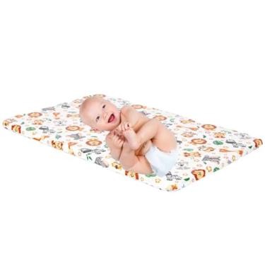 Imagem de Trocador de Fraldas Para Cômoda Slim, Impermeável, PVC e Espuma D14, 66x44cm, Design Safari, Antifúngico, Atóxico, Lavável, Para Bebês 0+ Meses