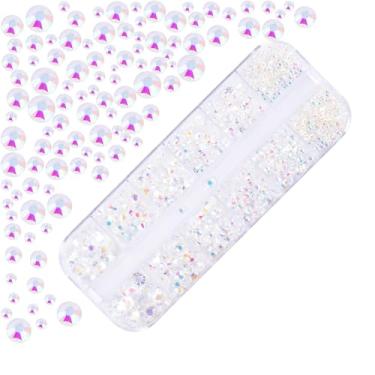 Imagem de Strass de geleia de resina para artesanato, pedras planas para unhas, 6 tamanhos de cristal deslumbrante, joias de unhas meio redondas para artesanato faça você mesmo, roupas, sapatos, arte de unhas