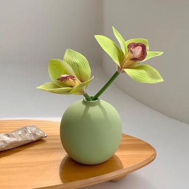 Imagem de 2 peças de enfeites de decoração de flores artificiais de luxo leves para sala de estar (2 verdes)