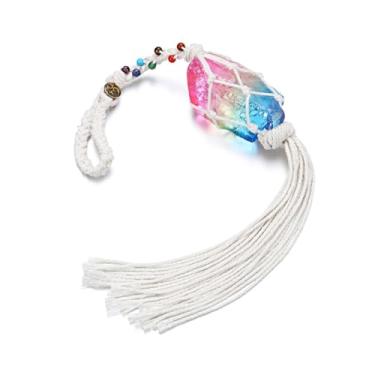 Imagem de 1 enfeite de cristal de titânio cru quartzo para pendurar decoração para boa sorte e riqueza