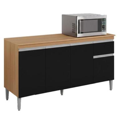 Imagem de Balcao Com Tampo 150 cm Tatiane REAJL Moveis, Amendoa Preto