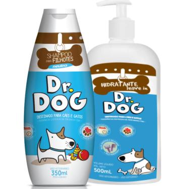 Imagem de Kit Shampoo e creme hidratante pós banho leavein toque seco Cães Gatos Dr. Dog