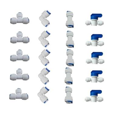 Imagem de Generic Kit de conexões de conexão rápida de 1/4" OD para tubo de água, válvula de esfera + T + L + i Combe para filtro de água por osmose