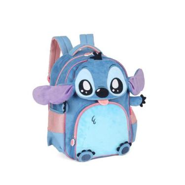 Imagem de Mochila de costas escolar infantil em pelúcia stitch is42421sc luxcel,