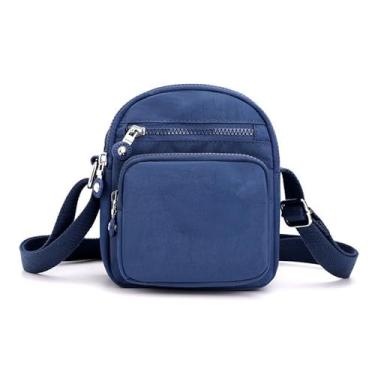 Imagem de Bolsa Transversal Porta Celular Feminina Pequena Nylon Leve Casual (Azul)