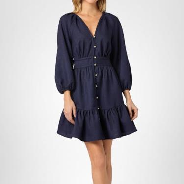 Imagem de Shoshanna Vestido feminino azul-marinho de linho, Azul marino, 46