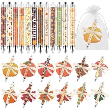 Imagem de 96 peças de lembrancinhas de festa de outono com conjunto de canetas de Ação de Graças, 24 cadernos de folhas de bordo, 24 canetas esferográficas de abóbora, presentes de Ação de Graças, para