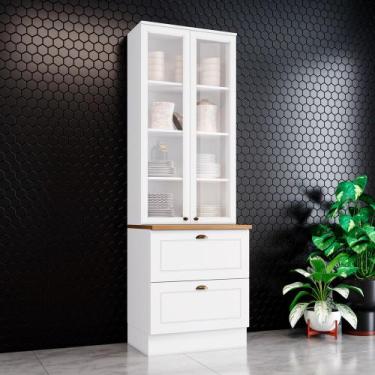 Imagem de Cristaleira 2 Portas de Vidro 2 Gavetas em MDF Americana C357 Henn, Br