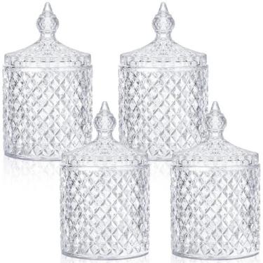 Imagem de Conjunto de potes de doces de vidro Aoriher Crystal Home Decor, 4 unid