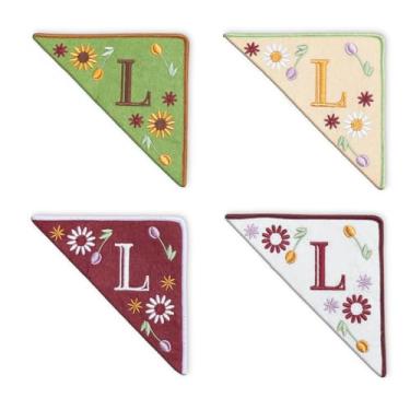 Imagem de TenDawn Marca de canto bordada personalizada, pacote com 4, canto de marcador de página de feltro inicial, presente para amantes de livros
