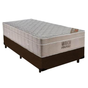 Imagem de Cama Box Suede Solteiro + Colchão De Molas Ensacadas Ortobom  Airtech 