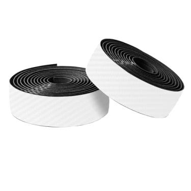 Imagem de GONTSIG Fitas de guidão de bicicleta, fita EVA para barra de bicicleta, envoltório de alça de ciclismo 2 rolos com plugues de extremidade e fita de acabamento, fibra de carbono branca