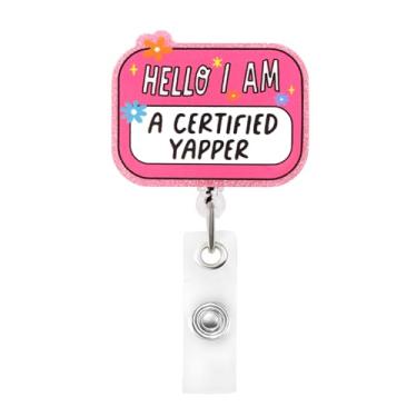 Imagem de Maxqzin Carretel de crachá engraçado de enfermeira, carretel de crachá fofo com clipe jacaré, rosa, retrátil, porta-identidade, carretéis engraçados para enfermeiras, profissionais médicos