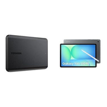 Imagem de HD Externo Toshiba 2TB Canvio Basics Preto + Tablet Samsung Galaxy Tab S10 FE, Cinza, 128GB, 8GB RAM