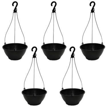 Imagem de Kit 5x Vasos De Pendurar Ou De Mesa Com Furo Decoração Linda (Preto)