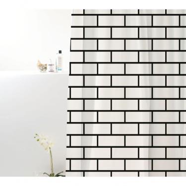 Imagem de Coina Box Poliéster Tijolo Preto E Branco 198x180cm - Uzoo Cortina Box Poliester 1.98x1.80m Tijolo Preto-branco 828905