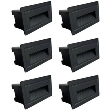 Imagem de Kit 6x Balizador De Parede Preto Horizontal 3W 3000K IP65 Bivolt