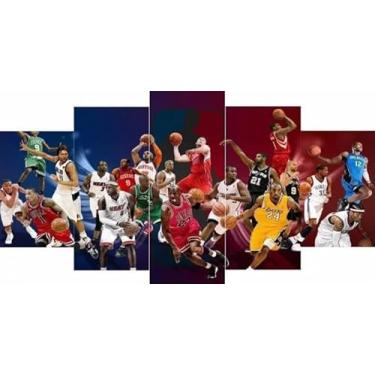 Imagem de Kit quadro decorativo 5 peças 95x60cm Basquete Mosaico