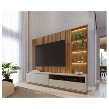 Imagem de Estante Home Theater Ambiente Cancún Freijó Off White Matte - Colibri 