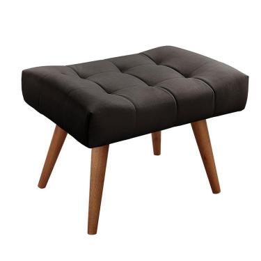 Imagem de Puff Banqueta Theo Madeira Maciça Castellar Móbile Corino Preto