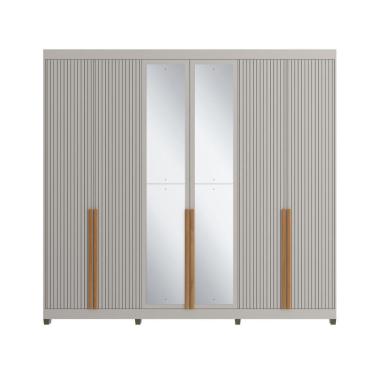 Imagem de Guarda-roupas Casal 6 Portas Com Espelhos Multimóveis Cr35242 Cinza/nature