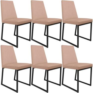 Imagem de Kit 06 Cadeiras Para Sala De Jantar Base Aço Preto L02 Rosê