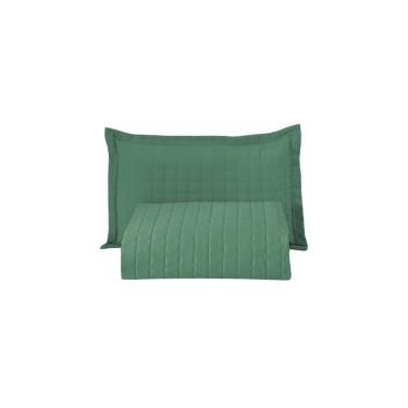 Imagem de Kit Cobre Leito Colcha Unique Solteiro 2 Peças Matelado Percal 300 Fios - Verde