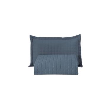 Imagem de Kit Cobre Leito Colcha Unique Solteiro 2 Peças Matelado Percal 300 Fios - Azul