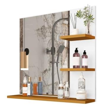 Imagem de Espelheira Organizadora Banheiro 45x47x12cm | Prateleira para Itens Higiene | Design Moderno e Compacto(AJAX - BRANCO)